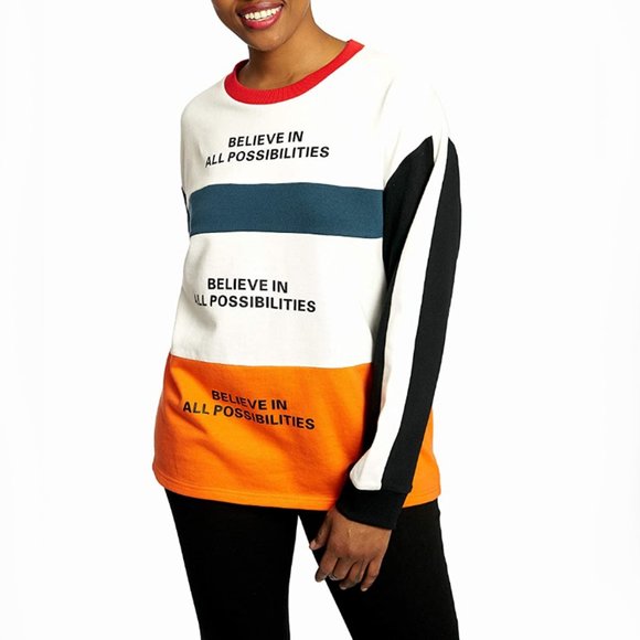 NWT Dubgee Long Sleeve Oversized Colorblock Sweatshirt Plus Size 3X - Picture 1 of 8